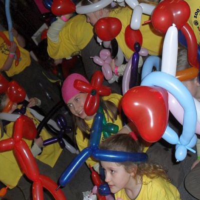 Children at a balloon modelling workshop