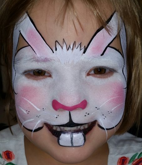 Rabbit face painted by Hazel