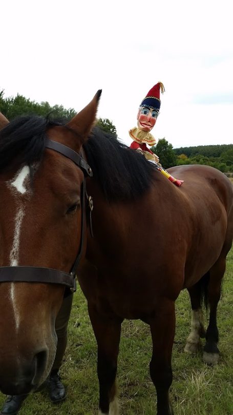 Mr Punch on horseback