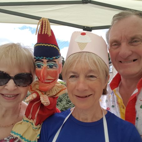 Two ladies with Mr Punch