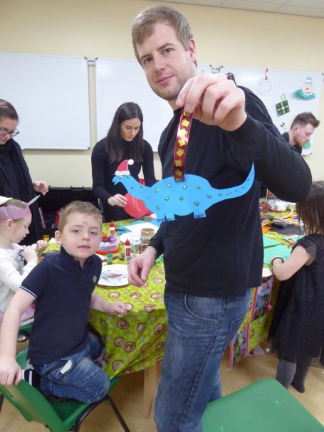 Cut out of a dinosaur made by a boy