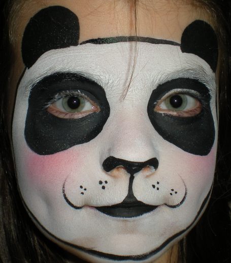 Panda face painted by Hazel