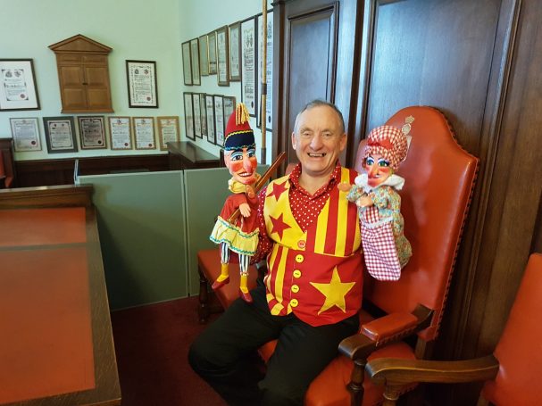 Punch and Judy in the Mayor's chair